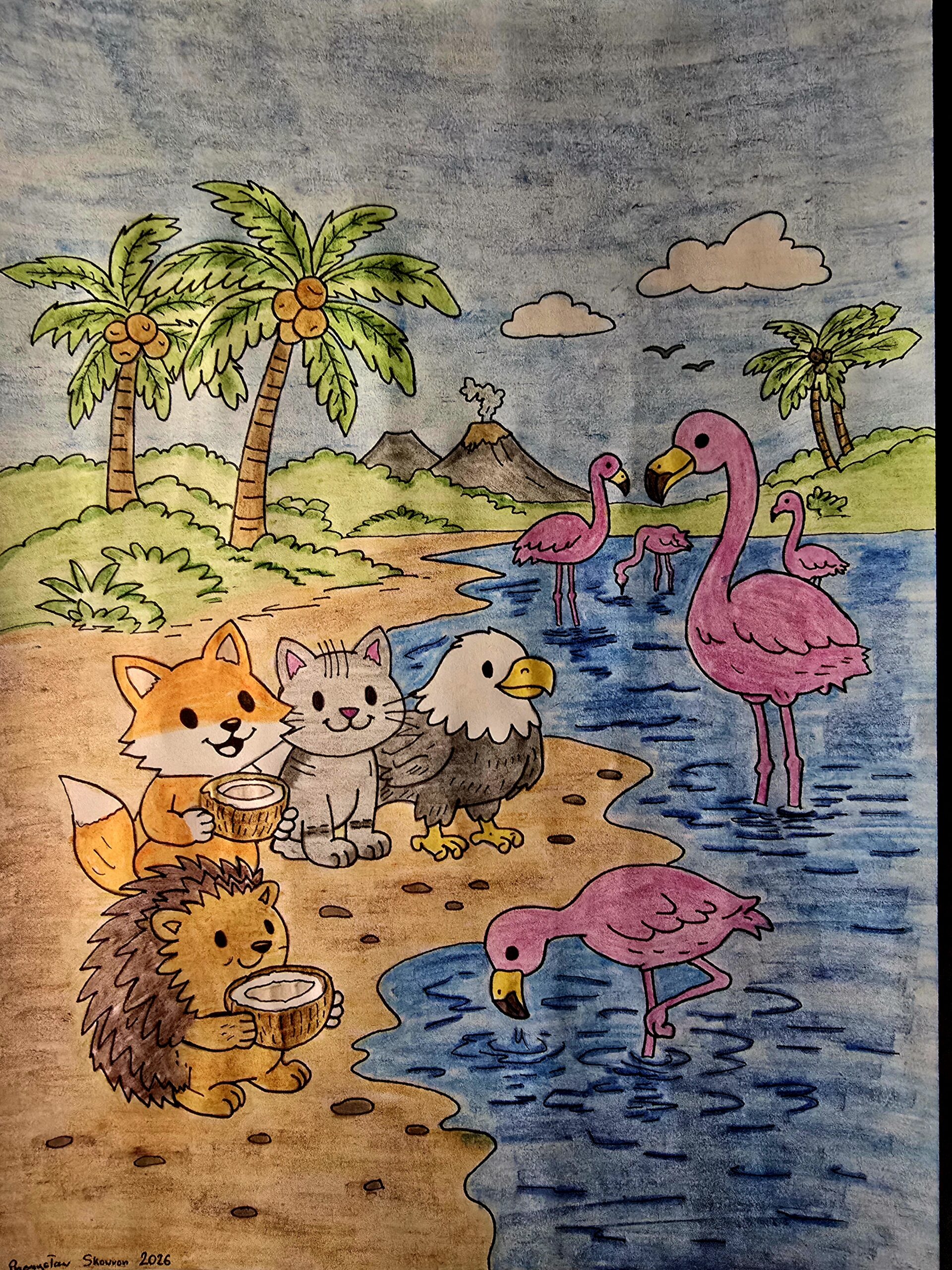 Ilustracja z bajki Lis i przyjaciele w wielkim świecie