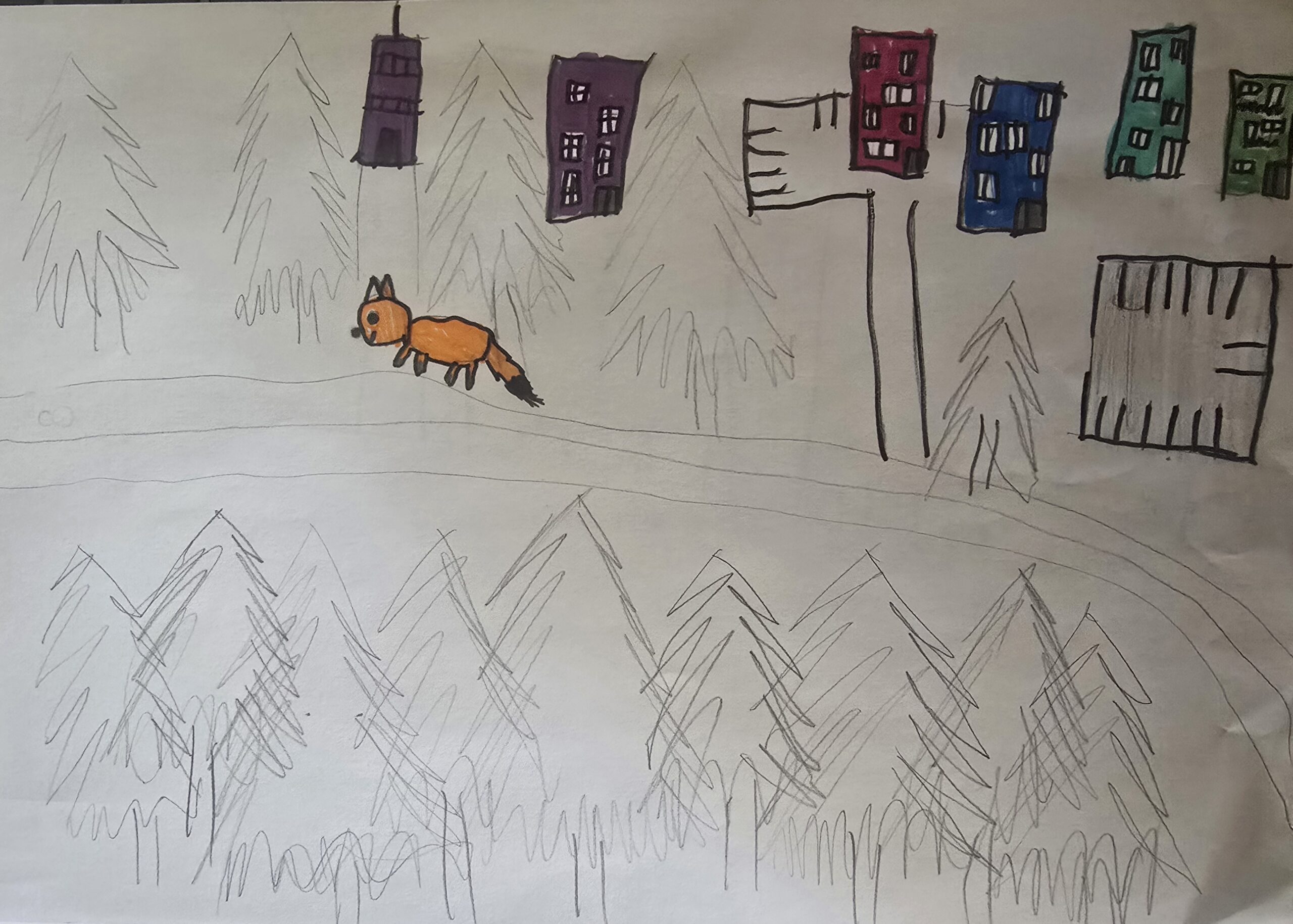 Ilustracja z bajki Lis i przyjaciele w wielkim świecie