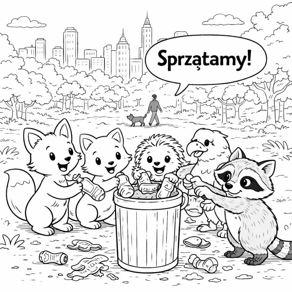 Kolorowanka Lis i przyjaciele w wielkim świecie
